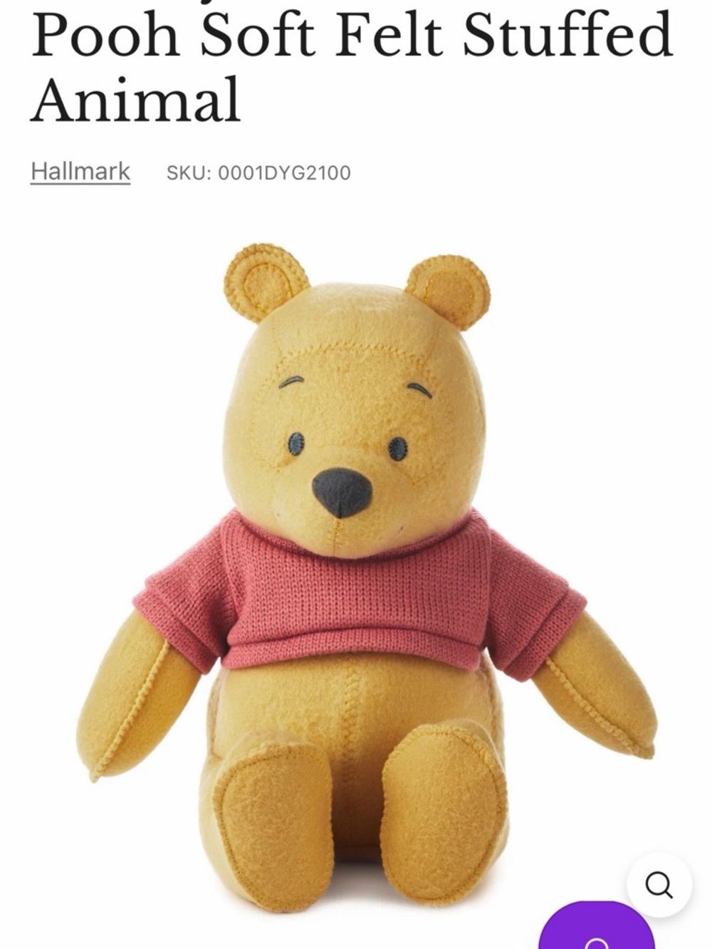 Hallmark Keepsake Pooh Bear Plush